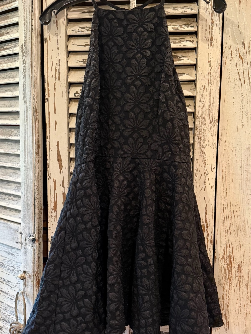 SAYLOR Black Floral Textured A-Line Skirt